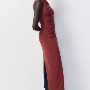 Zara Elegant Rust Sleeveless Dress